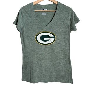 NFL Team Apparel Greenbay Packer V Neck T-Shirt Size L Green Tee